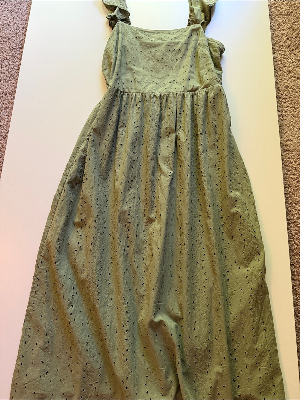 Anne Klein Olive Eyelet Tie-Shoulder Sundress